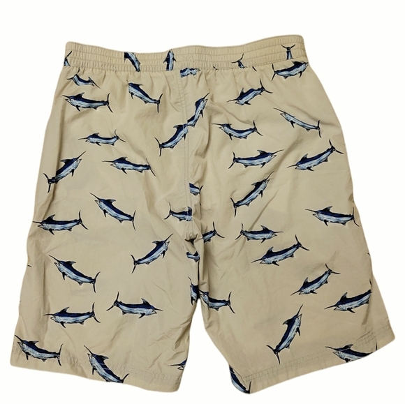 Tommy hilfiger men sharks fish print Blue Tan swim Trunk Swim shorts Size M - Picture 4 of 14